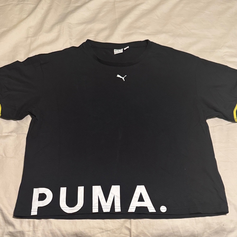 PUMA Black Tee with Yellow Highlights